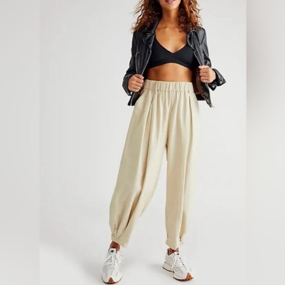 FREE PEOPLE Remi Trousers Cream Women's Size Large Boho festival cotton New NWT